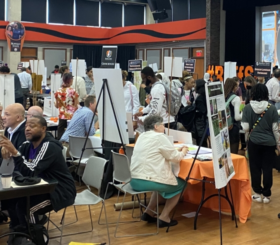 Students attend the Buffalo State University Major and Minor Fair.