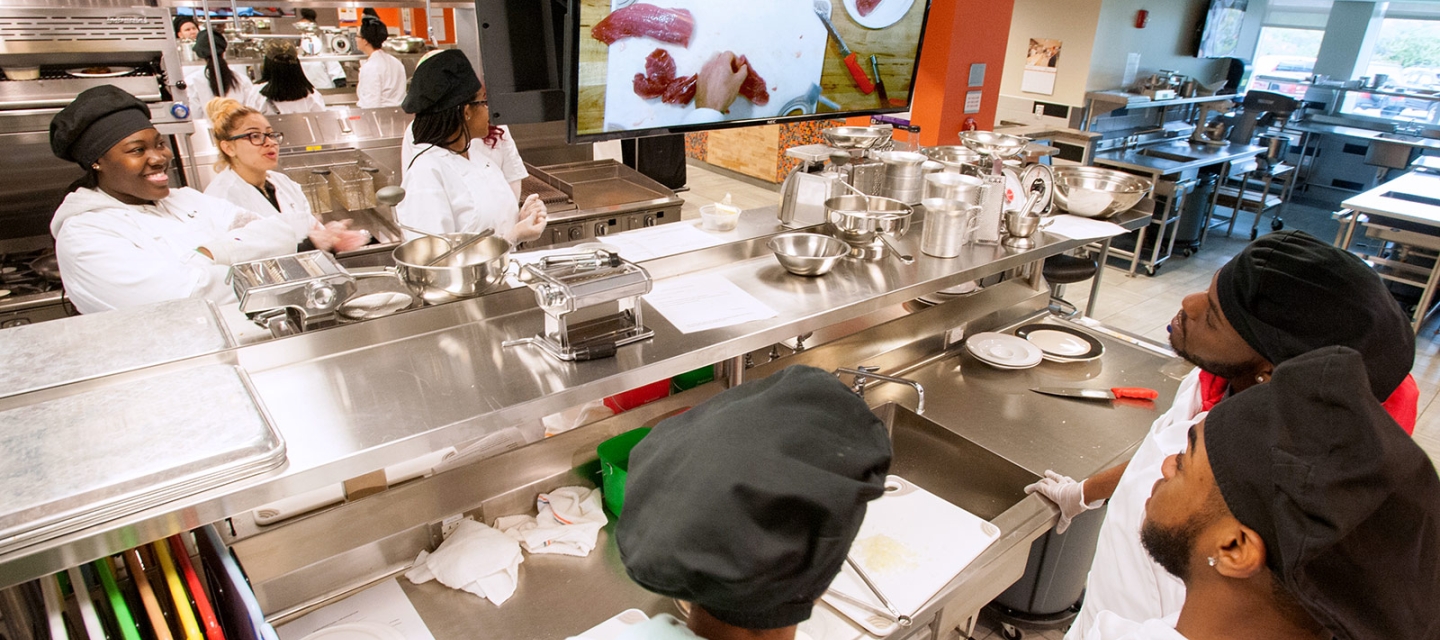 Students in the hospitality lab