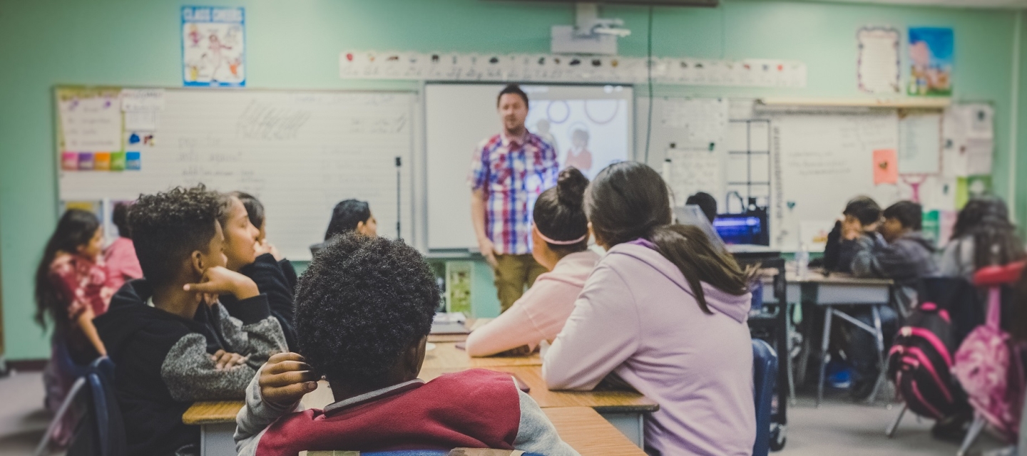 Students in class at desks