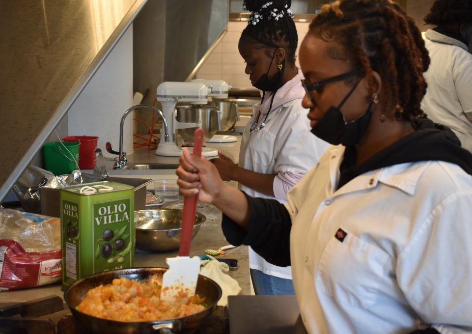 Brooklyn STEAM students working on culinary skills